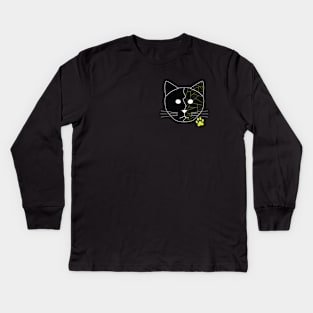 Black Geometric Cat Kids Long Sleeve T-Shirt